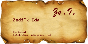 Zsák Ida névjegykártya