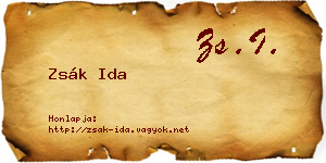 Zsák Ida névjegykártya